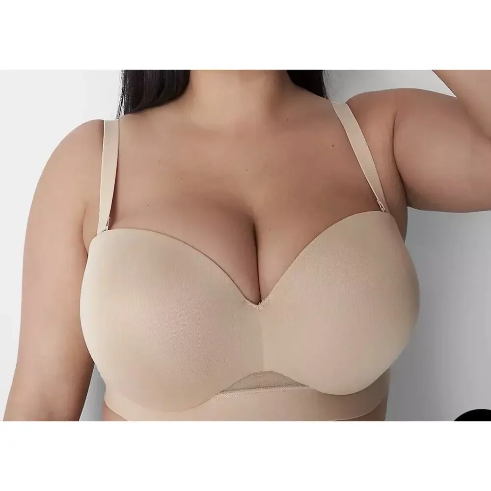 NWT Cacique Womens Comfort Bliss Bra 48DD Lightly Lined Multi Way Strapless Cafe
